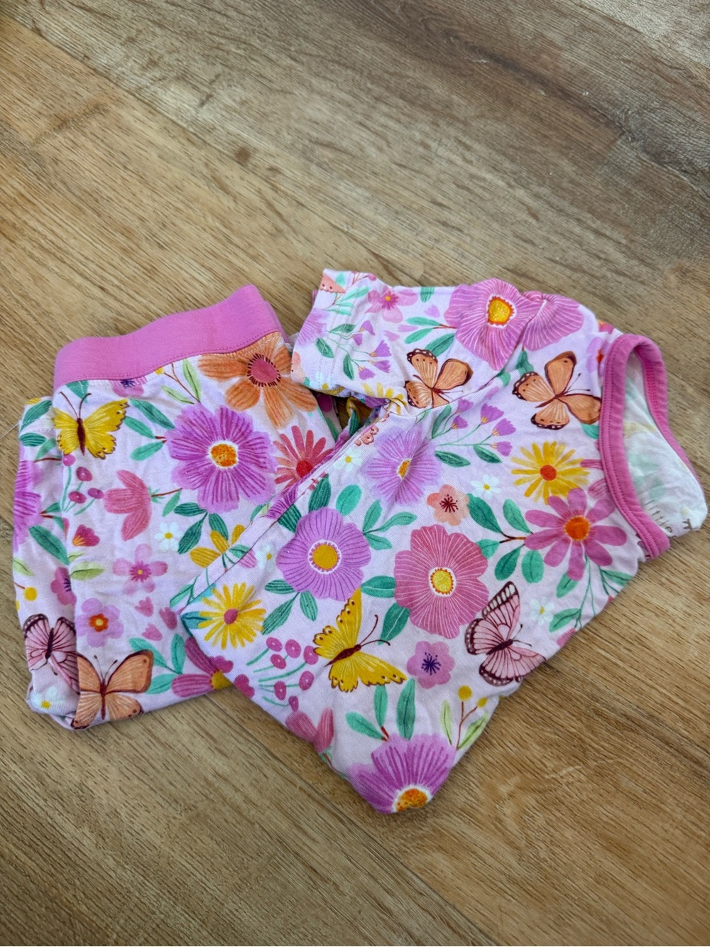 Floral Butterfly Pink Kids Pajama Set
